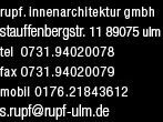 rupf innenarchitektur gmbh, am hochsträß 8 89079 ulm, info@rupf-ulm.de